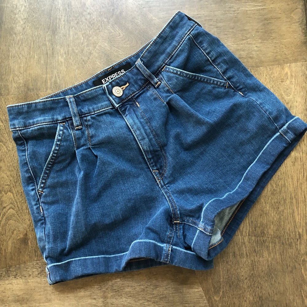 Express Shortie High Rise Denim Jean Shorts